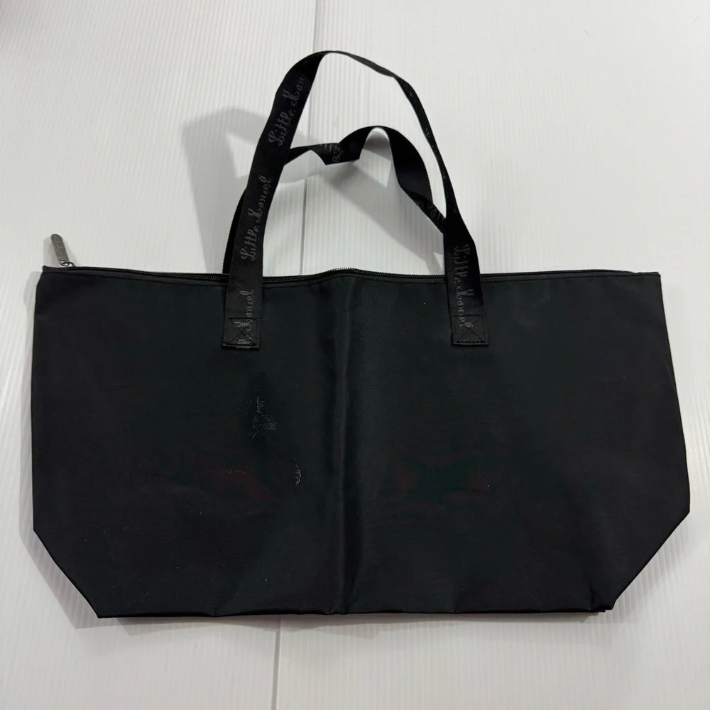 77. Little Marcel Black Tote with Colorful Stripes